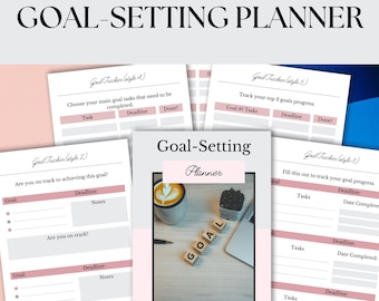 Printable Goal-Setting Planner with Annual Quarterly Monthly Daily pages, SMART Goal tips