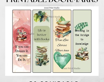 Printable Bookmark Bundle - 4 sets of themed printable bookmarks, includes butterflies, cats, travel, reading; prefect gift for book lover