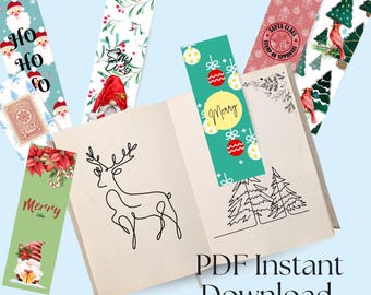 Winter Holiday Bookmarks: Printable for Book Clubs, Party Favors, Gifts, Digital Download