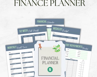 Printable Finance Planner - Expense and Income tracker, Savings and Debt tracker, Monthly and Yearly Budget, Financial Goals, Tax Deductions