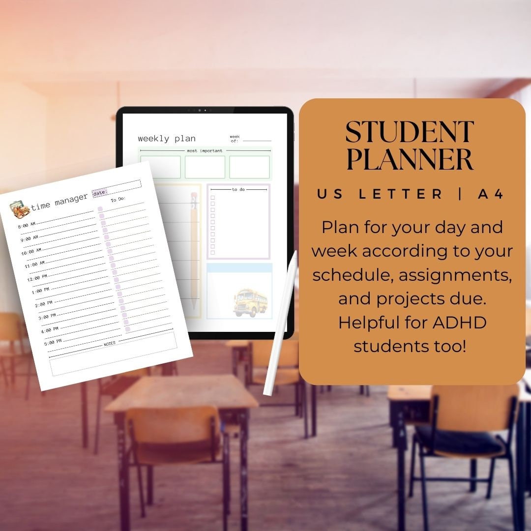 Printable Student Planner: School Schedule, Project Tracker (digital ...