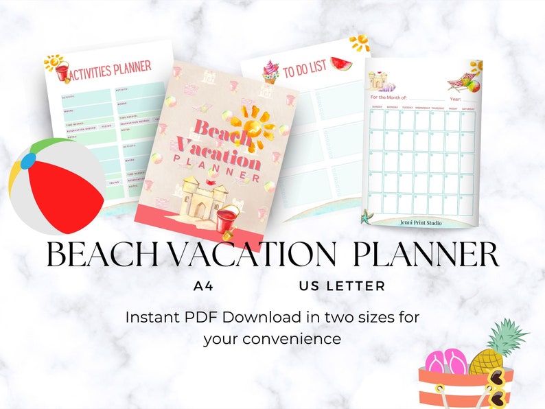 Beach Vacation Trip Planner: Printable Checklist, Packing List ...