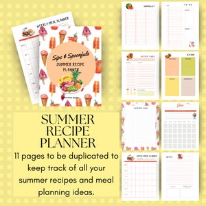 Summer Recipe Planner: Weekly Meal Prep, Shopping List (Printable PDF)