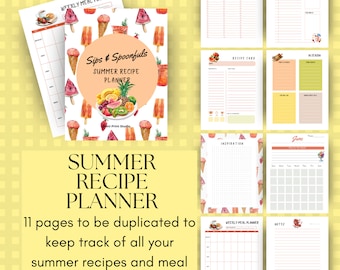 Summer Recipe Planner: Weekly Meal Prep, Shopping List (Printable PDF)
