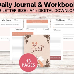 Daily Printable Journal and Workbook with Prompts and Affirmations