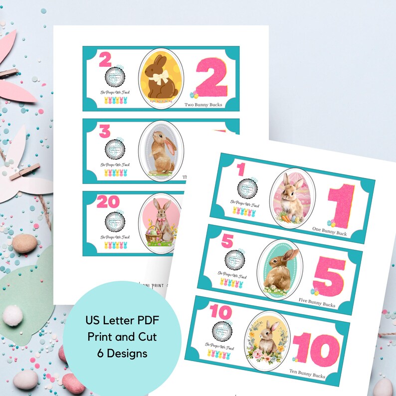 Printable Easter Bunny Bucks, Bunny Money, Easter Egg Hunt Filler, Kids ...