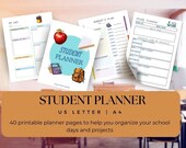 Printable Student Planner: School Schedule, Project Tracker (Digital Download)