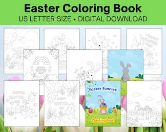 Easter Coloring Book: Bunny Activity Pages for Kids (PDF Instant Download)
