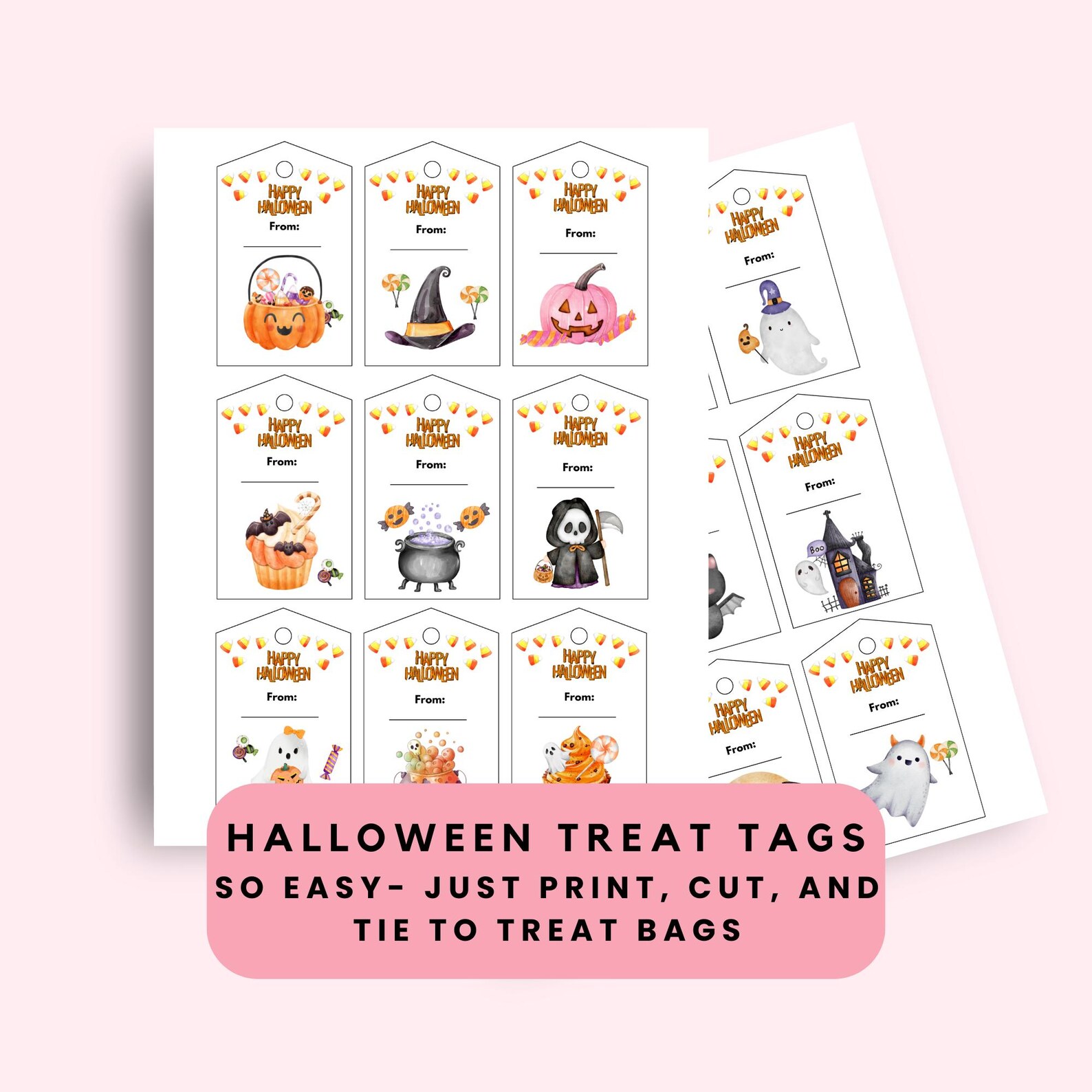 Printable Halloweentreat Tags, Digital Instant Download PDF, Cute Treat ...