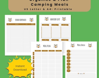 Printable Camping Meal Planner: Weekly Menu, Grocery List (PDF Download)