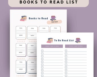 Printable To Be Read List: Editable Book Tracker Reading Log (Fillable PDF)