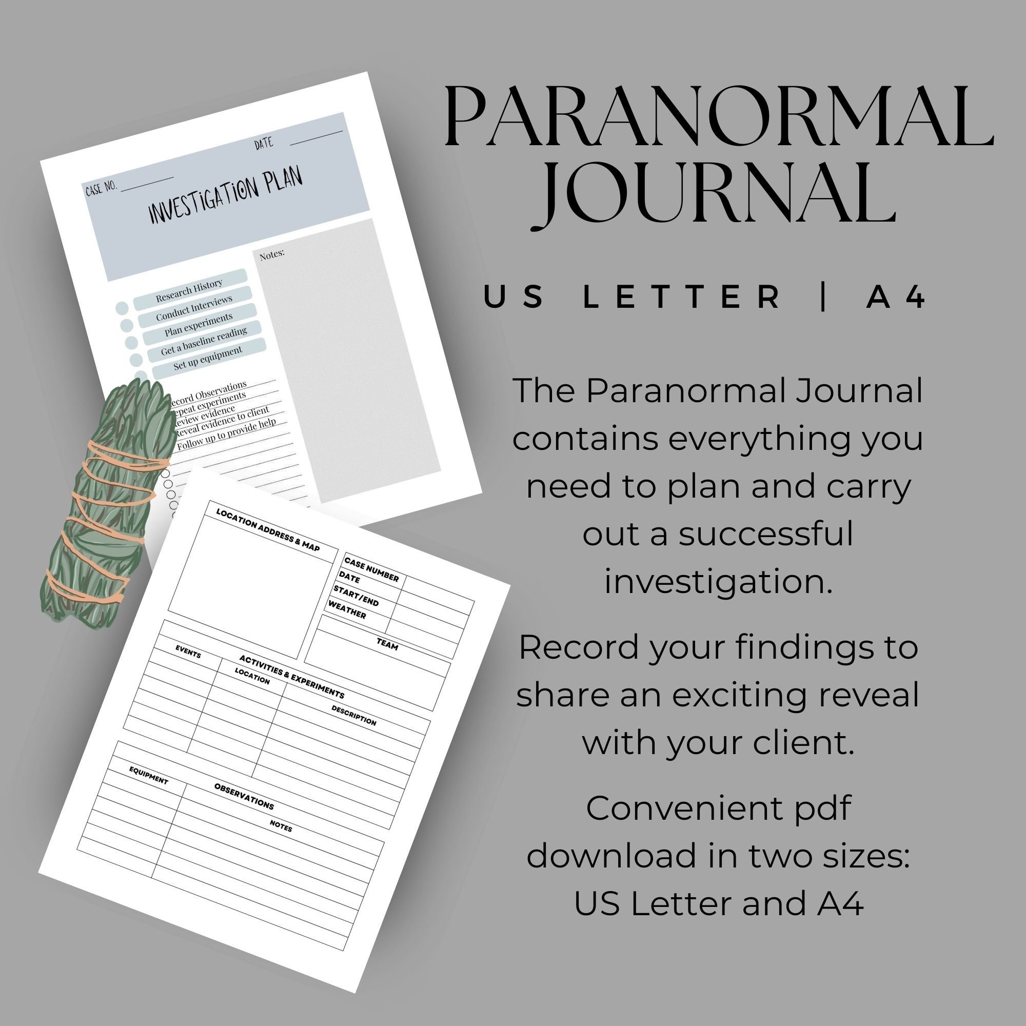 Paranormal Investigation Journal, Ghost Hunting Log, Experiment Tracker ...