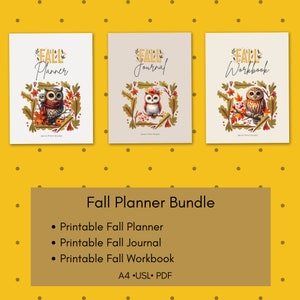 Printable Fall Planner, Journal, Workbook Bundle; Plan, journal, + work through all fall holidays with one beautiful, unique set of pages