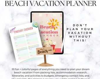 Printable Beach Vacation Checklist Trip Planner | Packing List | Itinerary | Budget | Outfit Planner