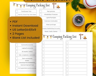 Camping Packing Checklist: Tent & RV Trip Planner (PDF)