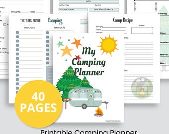 Printable Camping Trip Planner: Packing Checklist, Meal Plan, Hiking Log, Campsite Itinerary, Journal