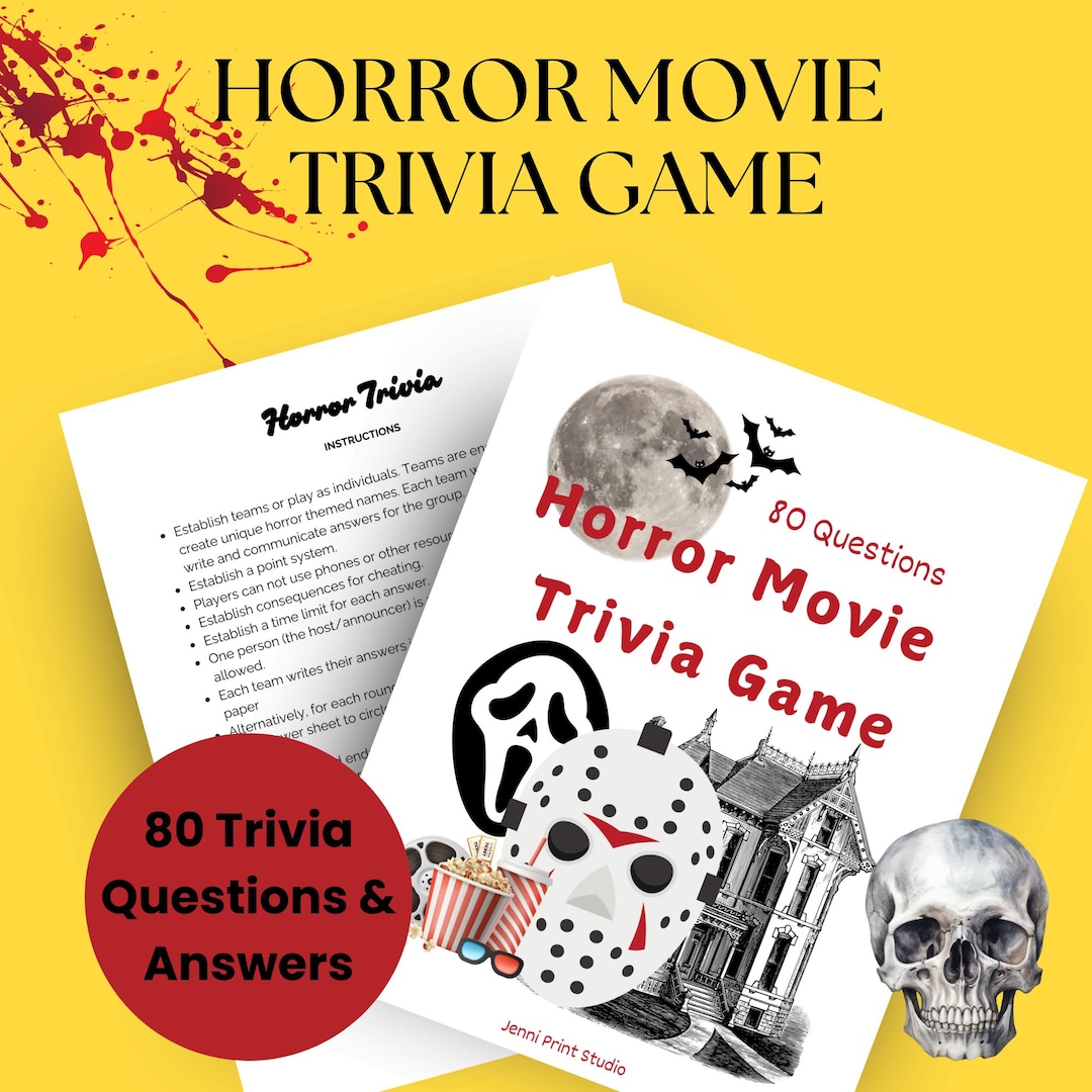 Slasher Trivia Horror Movie Trivia Game, Printable, 80 Questions, 8 Rounds, Horror ...