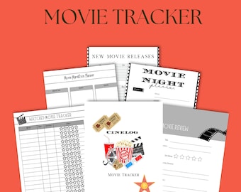 Movie Tracker with movie reviews journal, watch list, favorite movie log, new release list, movie night planner, movie calendar schedule