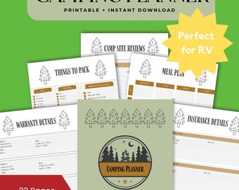Camping Planner: Printable Trip Checklist, Meal Prep, Packing List, RV Expense Tracker