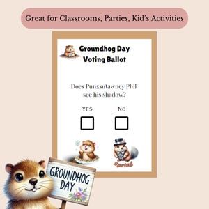Groundhog Day Voting Ballot: Kid&#39;s Classroom Prediction Game (Printable)