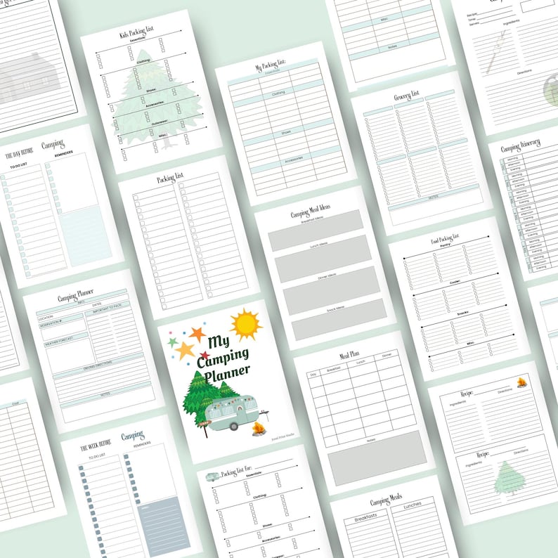 Printable Camping Planner Checklist Trip Planner, Meal Planner, Hiking