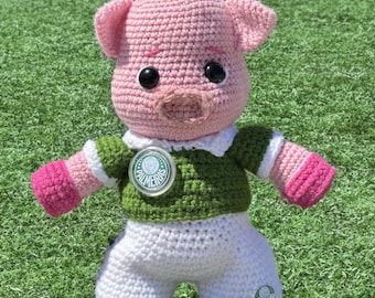 Porco Amigurumi Palmeiras: Pelúcia de Futebol Artesanal de 9"