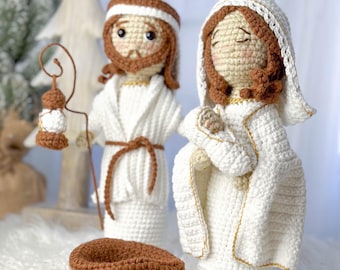 Mary Joseph and Baby Jesus Nativity Scene Amigurumi Crochet Pattern Set ...