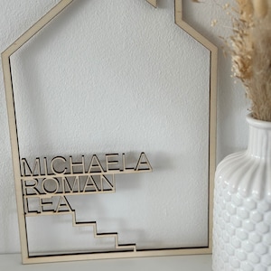 Haus mit Namen, Holzhaus, Dekoration, Familie, personalisiert, Einzugsgeschenk, Holzdekoration,