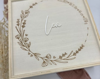 Erinnerungskiste Baby mit Namen | Erinnerungsbox personalisiert | Baby Holzkiste | Holzkiste Erinnerungen | Geschenk zur Geburt |