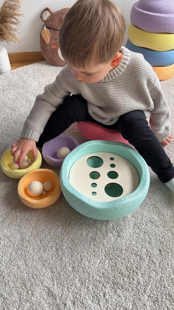 Aktivitätsplatte I Stapelsteine I Balanciersteine I Größenstufen I Montessori I Zubehör für Stapelsteine zur motorischen Förderung