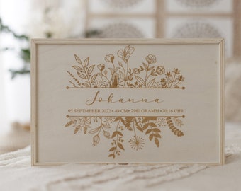 Erinnerungskiste Baby mit Namen | Erinnerungsbox personalisiert | Baby Holzkiste | Holzkiste Erinnerungen | Geschenk zur Geburt |