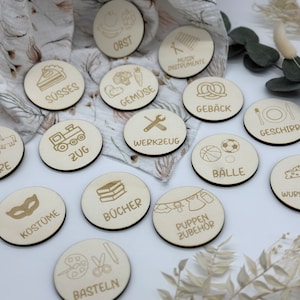 Order signs Montessori toy labels made of wood storage children's room playroom wooden signs stickers toy boxes Trofast