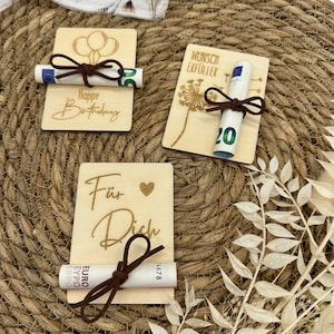 Holzkarte Geldgeschenk mit Wunschtext, Geburtstagsgeschenk Geld, Birthday, Hochzeitsgeschenk, personalisiertes Geldgeschenk, Wunscherfüller