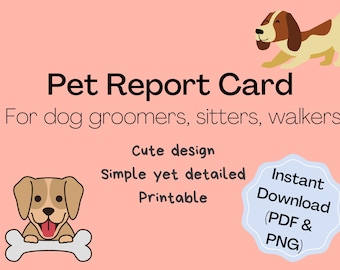 Informe de evaluación para perros: comentarios del peluquero, paseador y cuidador (PDF y PNG)
