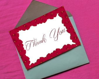 Thank You Printable Greeting Card / PDF & JPG Instant Download / Floral Red Hibiscus Greeting Card / 5x7 4x6 Folded Card Template