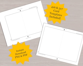 Greeting Card Templates 5x7 & 4x6/Instant Download PDF PNG/Portrait and Landscape Styles/Downloadable Foldable Card Template