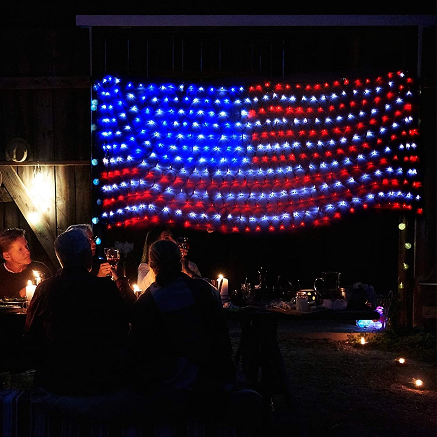 American Flag At Night Lighting