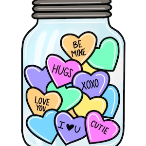 TEMPLATE Jar of Hearts Door Hanger Template, Printable Door Hanger Template, Valentine&#39;s Day Door Hanger Template, Downloadable, DIY