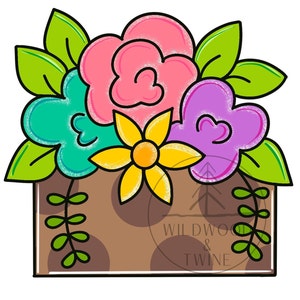 TEMPLATE Flowers Box Can Door Hanger Template, Summer Door Hanger Template, Doorhanger Template, DIY Door Hanger, Spring Door Template