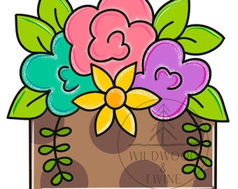 TEMPLATE Flowers Box Can Door Hanger Template, Summer Door Hanger Template, Doorhanger Template, DIY Door Hanger, Spring Door Template
