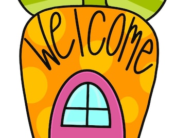 MODELLO Benvenuto Carrot House Modello per appendiabiti per porta di Pasqua, modello per appendiabiti per porta, modello per appendiabiti per porta, modello per appendiabiti per porta di Pasqua, fai da te