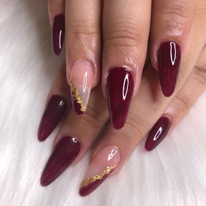 Just because | Medium Stiletto | Gold Foil | Fake Nails | Press On Nails | False Nails | Glue On Nails | Dream Come True Nails
