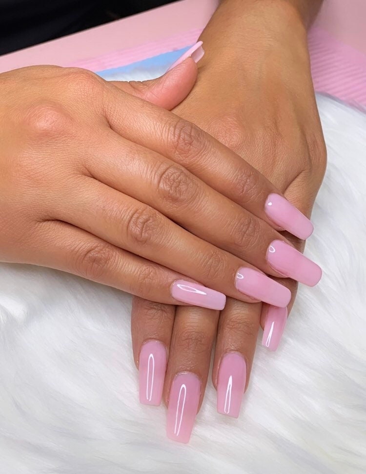 Pink Coffin Marble Acrylic Nail - YouTube