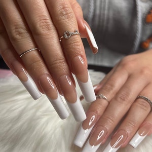 French White | XL Square | White | Fake Nails | Press On Nails | False Nails | Glue On Nails | Dream Come True Nails