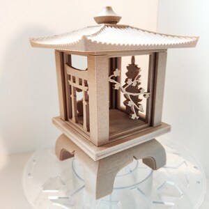 Wooden Japanese Garden Lantern with Handcrafted 3D Printed Back Panels