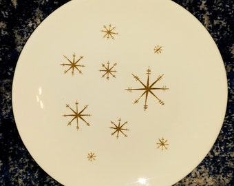 Era atómica "Star Glow" 9 pulgadas. Platos llanos de Royal China - Juego de 6 • MCM • Moderno de mediados de siglo • Vajilla vintage