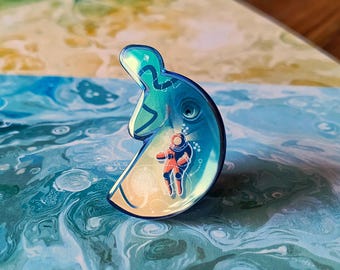 Vintage duiker walvisspeld: nautische diepzeebadge