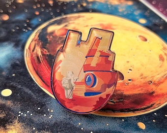 Planet Mars Astronaut Pin: Space Explorer Pin, Painter Pin