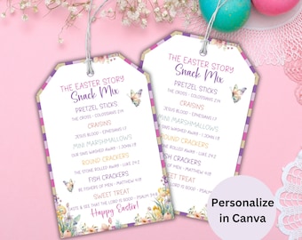 Personalized Easter Snack Mix Tag, Christian Easter Story Card (Digital Download)