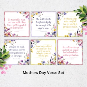 Carte de verset de la Bible pour la fête des mères, carte florale des Écritures pour la fête des mères imprimable, verset de la Bible pour maman, étiquette cadeau femme chrétienne, cadeau pour maman religieuse